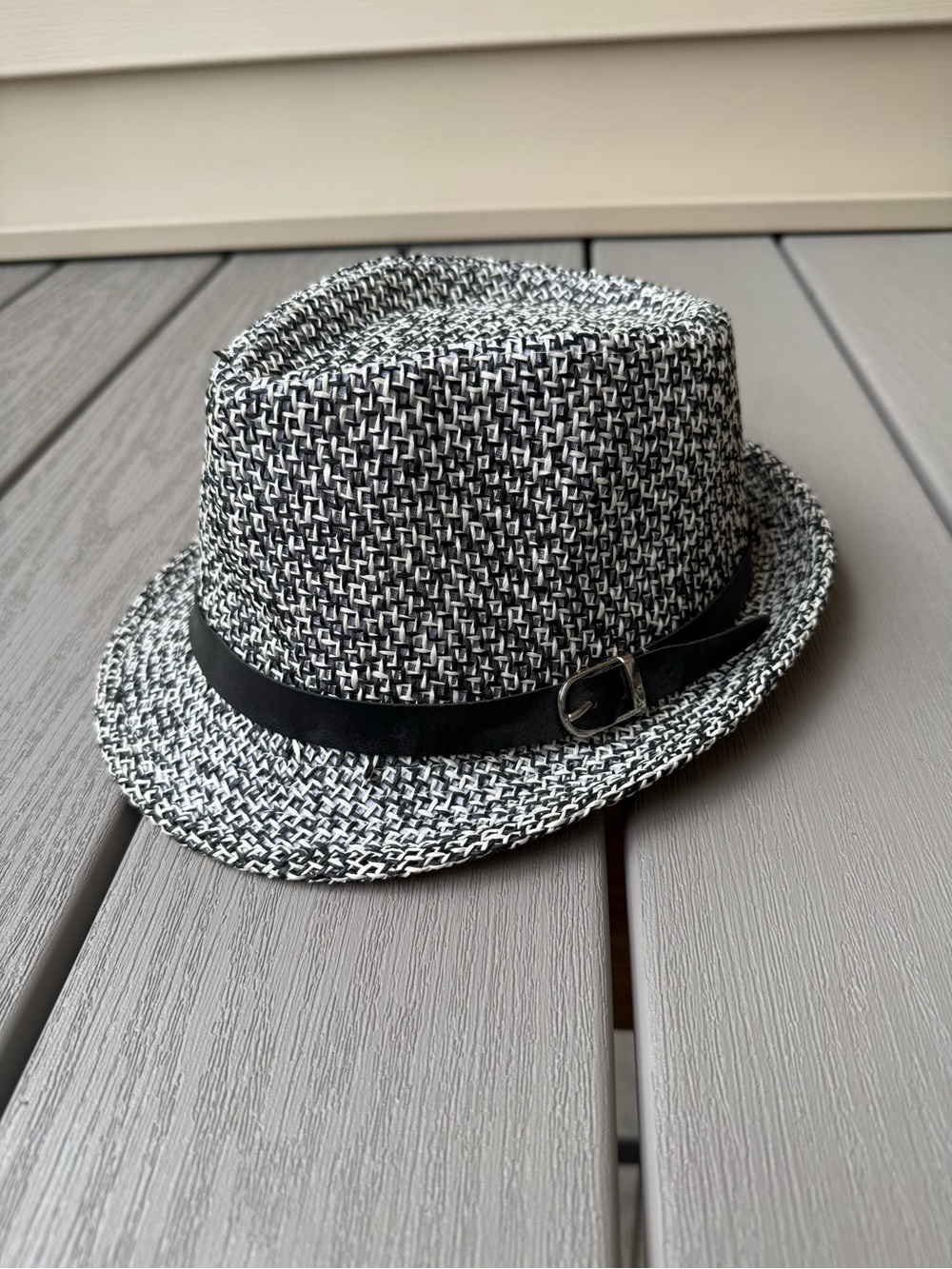 Westend Black & White Woven Fedora Trilby Hat Size S/M